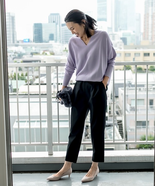 RIVE DROITE（リヴドロワ）の「《2サイズ展開》シーズンレスで活躍する　イージーケアインスリットパンツ（その他パンツ・レディース・ブラック/ベージュ/ボルドー・38/36）」の6枚目の写真