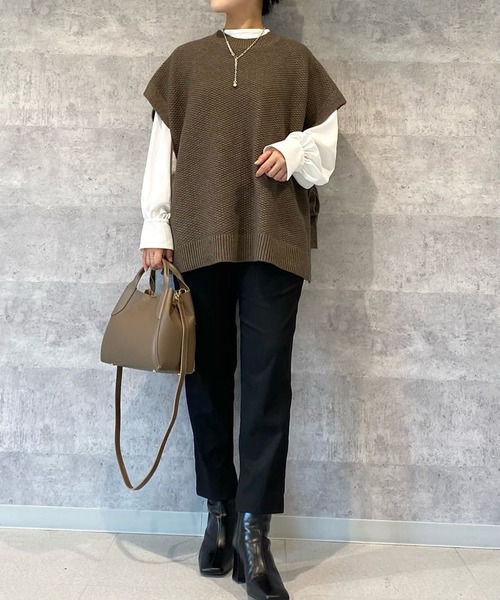 RIVE DROITE（リヴドロワ）の「《2サイズ展開》シーズンレスで活躍する　イージーケアインスリットパンツ（その他パンツ・レディース・ブラック/ベージュ/ボルドー・38/36）」の14枚目の写真