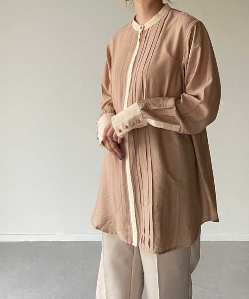 y/m by misato（イムバイミサト）の「バンドカラーバイカラーシャツ（シャツ/ブラウス・レディース・ホワイト/ベージュ・FREE）」の5枚目の写真