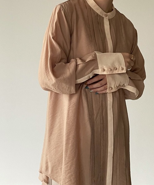 y/m by misato（イムバイミサト）の「バンドカラーバイカラーシャツ（シャツ/ブラウス・レディース・ホワイト/ベージュ・FREE）」の8枚目の写真