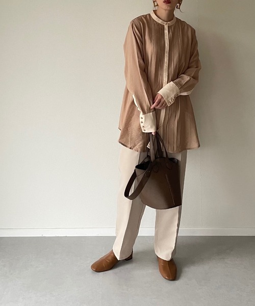 y/m by misato（イムバイミサト）の「バンドカラーバイカラーシャツ（シャツ/ブラウス・レディース・ホワイト/ベージュ・FREE）」の12枚目の写真