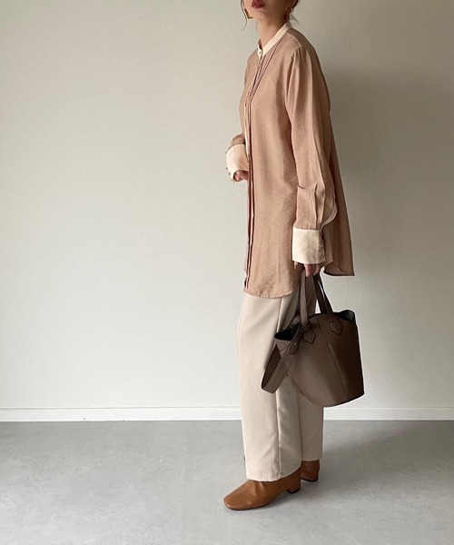 y/m by misato（イムバイミサト）の「バンドカラーバイカラーシャツ（シャツ/ブラウス・レディース・ホワイト/ベージュ・FREE）」の17枚目の写真