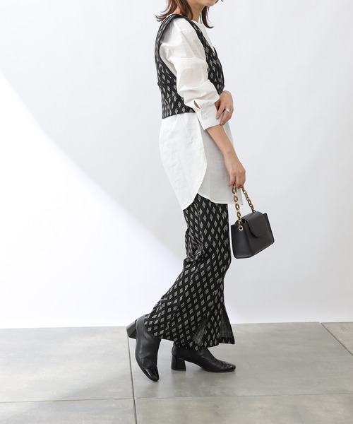 COLONY 2139（コロニートゥーワンスリーナイン）の「【WEB・一部店舗限定】カットジャガードスリットロングパンツ(セットアップ可)（その他パンツ・レディース・ブラック/ブラウン・FREE）」の4枚目の写真