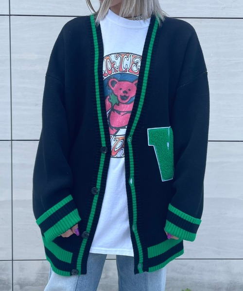 WHITELAND（ホワイトランド）の「WHITELAND/ホワイトランド/スクールカーディガン（カーディガン/ボレロ・レディース・ブラック/アイボリー・FREE）」の2枚目の写真