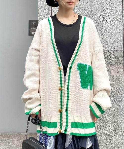 WHITELAND（ホワイトランド）の「WHITELAND/ホワイトランド/スクールカーディガン（カーディガン/ボレロ・レディース・ブラック/アイボリー・FREE）」の5枚目の写真