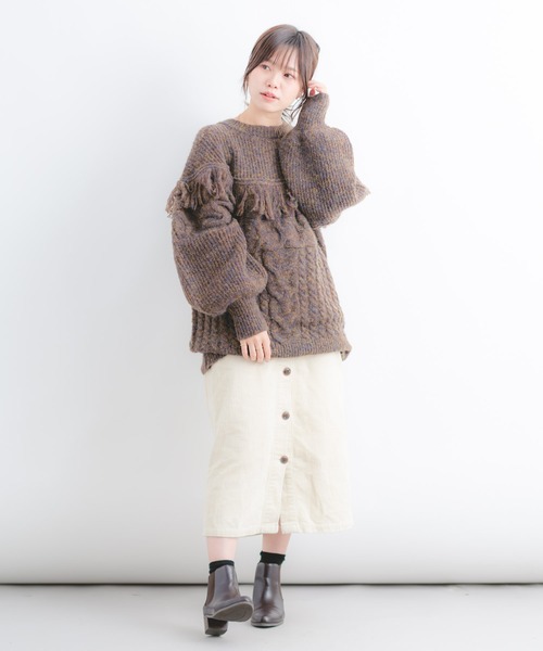 Wordtrobe(ワードトローブ)の「【wordtrobe】丸ヨーク フリンジ付き ニットプルオーバー(ニット/セーター・レディース・グレー/ブラウン/グリーン・FREE)」の20枚目の写真