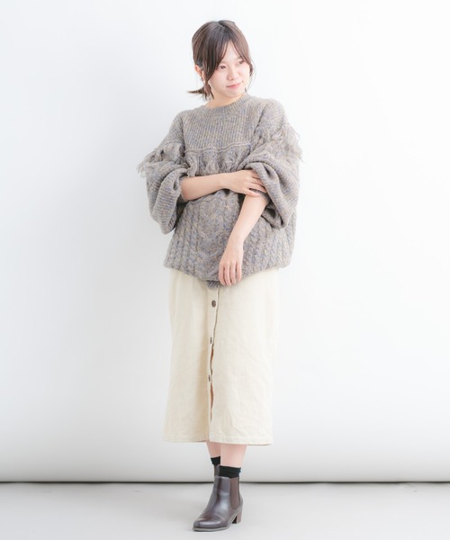 Wordtrobe(ワードトローブ)の「【wordtrobe】丸ヨーク フリンジ付き ニットプルオーバー(ニット/セーター・レディース・グレー/ブラウン/グリーン・FREE)」の10枚目の写真