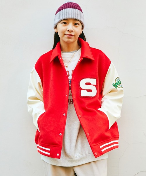 SPOC STORE（スポックストア）の「【SPOC STORE】オーバーサイズ サガラワッペン配色スタジャン（スタジャン・メンズ・レッド/グリーン・S/M/L）」の17枚目の写真