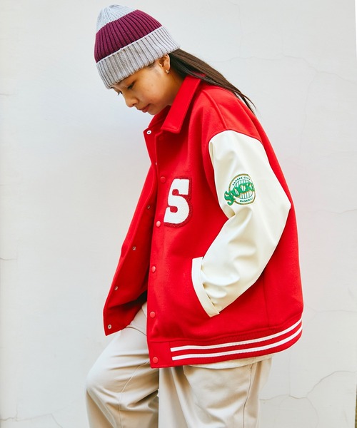 SPOC STORE（スポックストア）の「【SPOC STORE】オーバーサイズ サガラワッペン配色スタジャン（スタジャン・メンズ・レッド/グリーン・S/M/L）」の21枚目の写真