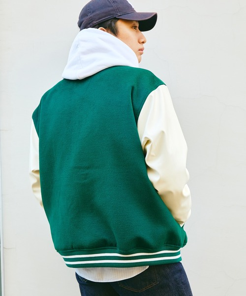 SPOC STORE（スポックストア）の「【SPOC STORE】オーバーサイズ サガラワッペン配色スタジャン（スタジャン・メンズ・レッド/グリーン・S/M/L）」の10枚目の写真