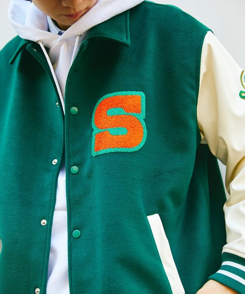 SPOC STORE（スポックストア）の「【SPOC STORE】オーバーサイズ サガラワッペン配色スタジャン（スタジャン・メンズ・レッド/グリーン・S/M/L）」の11枚目の写真