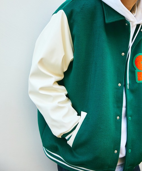 ファー付きダークグリーンスタジャン　期間限定値下げ SPOC STORE（スポックストア）の「【SPOC STORE】オーバーサイズ