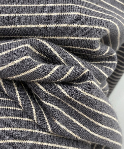 MAISON DE THERESE（メゾン ド テレーズ）の「ハイネック　ボーダー長袖ニットトップス（ニット/セーター・レディース・ブラウン/ブラック/ベージュ/ホワイト・MEDIUM）」の13枚目の写真