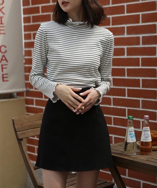 MAISON DE THERESE（メゾン ド テレーズ）の「ハイネック　ボーダー長袖ニットトップス（ニット/セーター・レディース・ブラウン/ブラック/ベージュ/ホワイト・MEDIUM）」の16枚目の写真