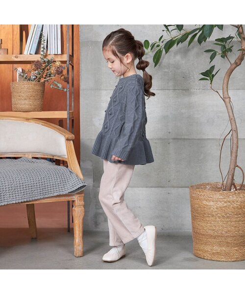 apres les cours（アプレレクール）の「WEB限定 ポンポンペプラムニット（ニット/セーター・キッズ・ベージュ/ピンク/ラベンダー・90/100/110/120/80/130/140）」の9枚目の写真