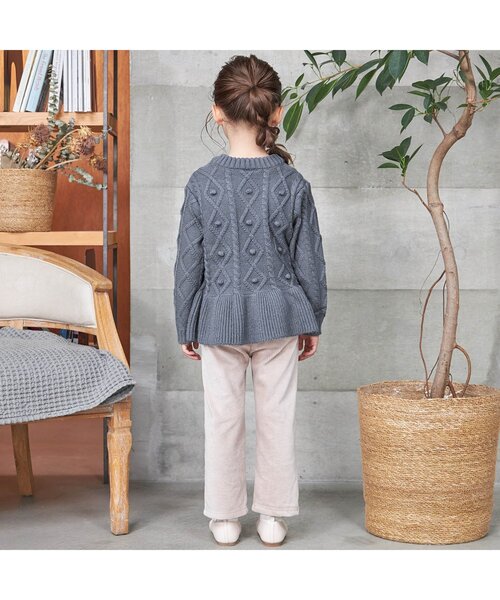 apres les cours（アプレレクール）の「WEB限定 ポンポンペプラムニット（ニット/セーター・キッズ・ベージュ/ピンク/ラベンダー・90/100/110/120/80/130/140）」の11枚目の写真