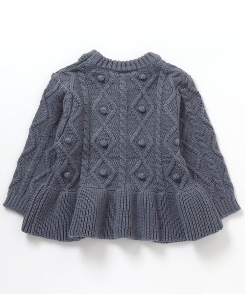 apres les cours（アプレレクール）の「WEB限定 ポンポンペプラムニット（ニット/セーター・キッズ・ベージュ/ピンク/ラベンダー・90/100/110/120/80/130/140）」の4枚目の写真