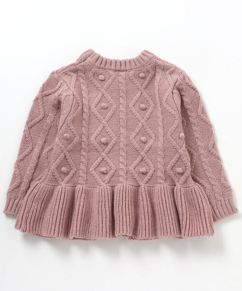 apres les cours（アプレレクール）の「WEB限定 ポンポンペプラムニット（ニット/セーター・キッズ・ベージュ/ピンク/ラベンダー・90/100/110/120/80/130/140）」の7枚目の写真