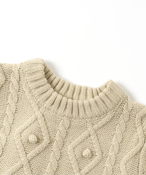 apres les cours（アプレレクール）の「WEB限定 ポンポンペプラムニット（ニット/セーター・キッズ・ベージュ/ピンク/ラベンダー・90/100/110/120/80/130/140）」の10枚目の写真