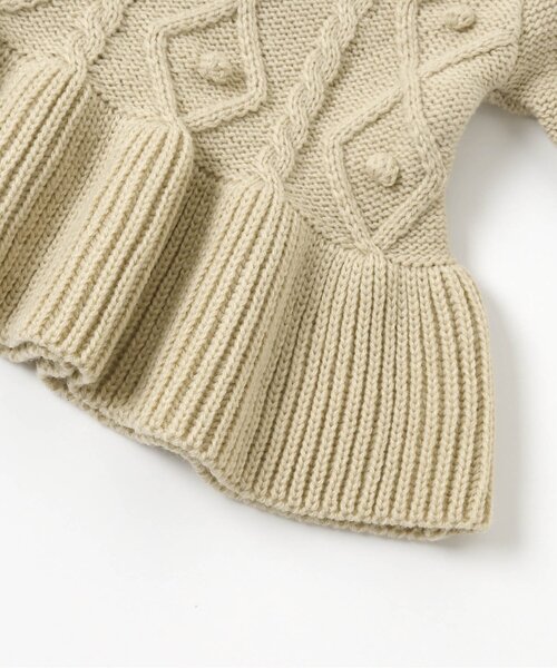 apres les cours（アプレレクール）の「WEB限定 ポンポンペプラムニット（ニット/セーター・キッズ・ベージュ/ピンク/ラベンダー・90/100/110/120/80/130/140）」の15枚目の写真