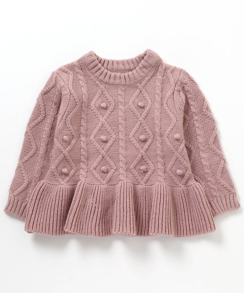 apres les cours（アプレレクール）の「WEB限定 ポンポンペプラムニット（ニット/セーター・キッズ・ベージュ/ピンク/ラベンダー・90/100/110/120/80/130/140）」の17枚目の写真