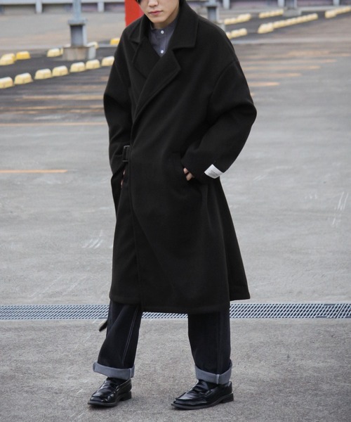 ZIP FIVE（ジップファイブ）の「【ZIP FIVE】ウールライクオーバータイロッケンコート（チェスターコート・メンズ・ブラック/ネイビー/カーキ/アイボリー/グレイッシュベージュ/チャコール・MEDIUM/LARGE）」の17枚目の写真