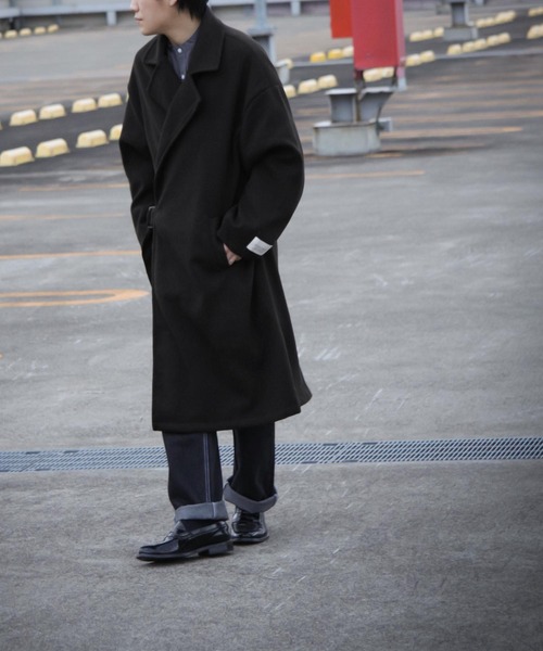 ZIP FIVE（ジップファイブ）の「【ZIP FIVE】ウールライクオーバータイロッケンコート（チェスターコート・メンズ・ブラック/ネイビー/カーキ/アイボリー/グレイッシュベージュ/チャコール・MEDIUM/LARGE）」の16枚目の写真