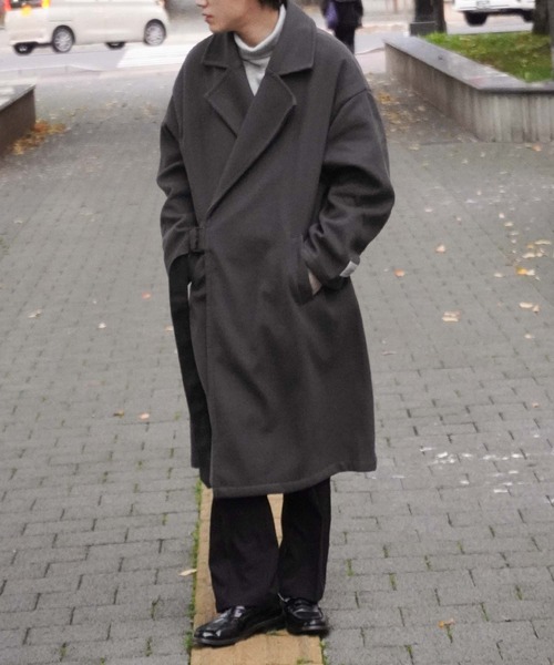 ZIP FIVE（ジップファイブ）の「【ZIP FIVE】ウールライクオーバータイロッケンコート（チェスターコート・メンズ・ブラック/ネイビー/カーキ/アイボリー/グレイッシュベージュ/チャコール・MEDIUM/LARGE）」の18枚目の写真