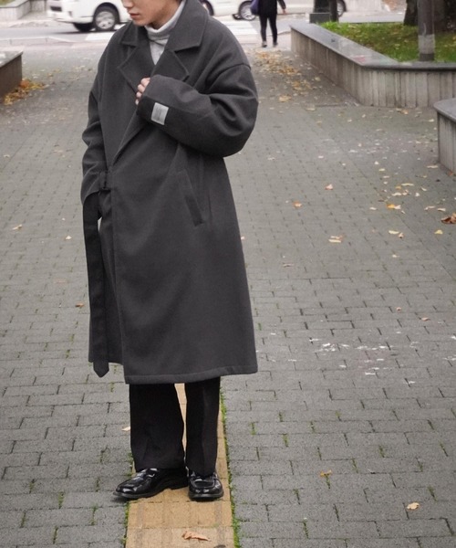 ZIP FIVE（ジップファイブ）の「【ZIP FIVE】ウールライクオーバータイロッケンコート（チェスターコート・メンズ・ブラック/ネイビー/カーキ/アイボリー/グレイッシュベージュ/チャコール・MEDIUM/LARGE）」の19枚目の写真