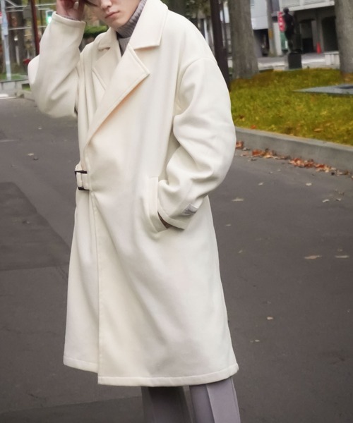 ZIP FIVE（ジップファイブ）の「【ZIP FIVE】ウールライクオーバータイロッケンコート（チェスターコート・メンズ・ブラック/ネイビー/カーキ/アイボリー/グレイッシュベージュ/チャコール・MEDIUM/LARGE）」の7枚目の写真