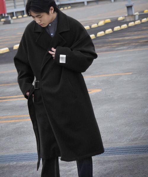 ZIP FIVE（ジップファイブ）の「【ZIP FIVE】ウールライクオーバータイロッケンコート（チェスターコート・メンズ・ブラック/ネイビー/カーキ/アイボリー/グレイッシュベージュ/チャコール・MEDIUM/LARGE）」の8枚目の写真