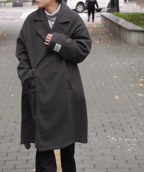 ZIP FIVE（ジップファイブ）の「【ZIP FIVE】ウールライクオーバータイロッケンコート（チェスターコート・メンズ・ブラック/ネイビー/カーキ/アイボリー/グレイッシュベージュ/チャコール・MEDIUM/LARGE）」の9枚目の写真