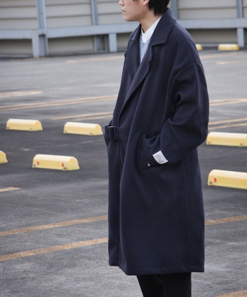 ZIP FIVE（ジップファイブ）の「【ZIP FIVE】ウールライクオーバータイロッケンコート（チェスターコート・メンズ・ブラック/ネイビー/カーキ/アイボリー/グレイッシュベージュ/チャコール・MEDIUM/LARGE）」の12枚目の写真