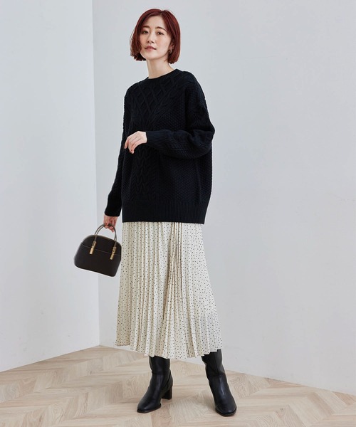 ROPE' PICNIC（ロペピクニック）の「ドットフロッキープリーツスカート（スカート・レディース・オフホワイト/ブラック/ダークブラウン・38）」の15枚目の写真