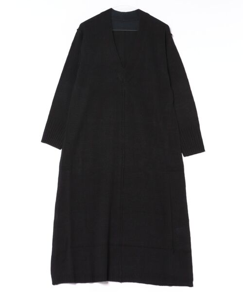 STYLEBLOCK（スタイルブロック）の「アクリルバルキー深Vネックニットワンピース（ワンピース・レディース・ブラック/ホワイト系その他/グレイッシュベージュ/ダークブラウン・M）」の2枚目の写真