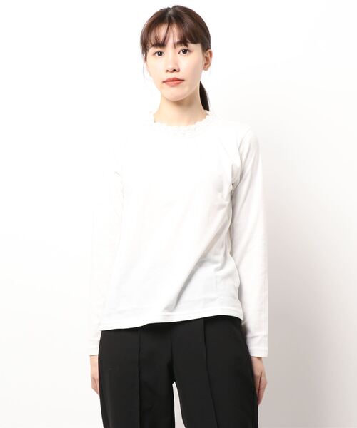 ehka sopo（エヘカソポ）の「シャーリング襟テレコカットソー（Tシャツ/カットソー・レディース・ブラック/オフホワイト/キナリ・ﾌﾘ-）」の2枚目の写真