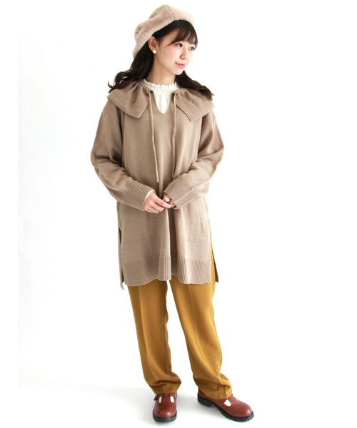 ehka sopo（エヘカソポ）の「シャーリング襟テレコカットソー（Tシャツ/カットソー・レディース・ブラック/オフホワイト/キナリ・ﾌﾘ-）」の12枚目の写真