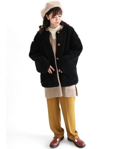 ehka sopo（エヘカソポ）の「シャーリング襟テレコカットソー（Tシャツ/カットソー・レディース・ブラック/オフホワイト/キナリ・ﾌﾘ-）」の10枚目の写真