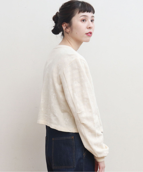 CHILD WOMAN（チャイルドウーマン）の「☆花メッシュジャガード クルーネックショートカーディガン（カーディガン/ボレロ・レディース・アイボリー/ピンク/レッド/ブラウン/ピンク系その他・FREE）」の9枚目の写真