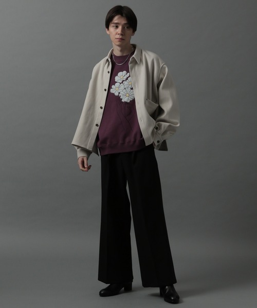 HARE（ハレ）の「フラワーステッチスウェット(HARE)（スウェット・メンズ・ブラック/パープル/オフホワイト・SMALL/MEDIUM）」の12枚目の写真