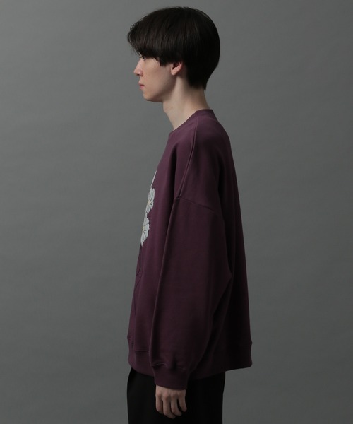 HARE（ハレ）の「フラワーステッチスウェット(HARE)（スウェット・メンズ・ブラック/パープル/オフホワイト・SMALL/MEDIUM）」の5枚目の写真