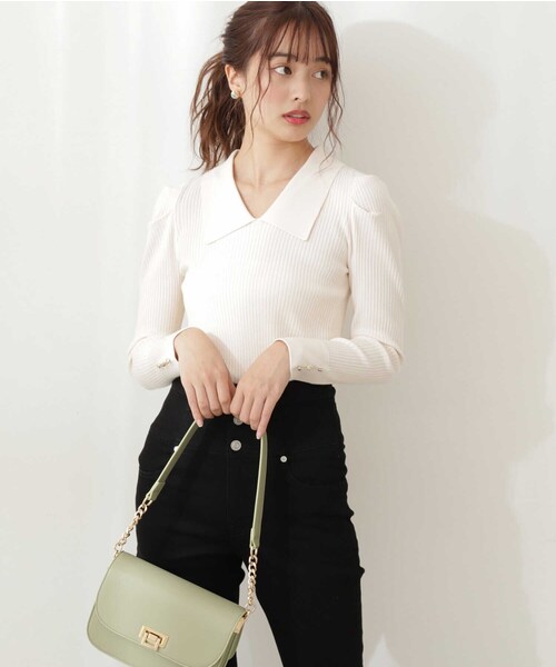 PROPORTION BODY DRESSING（プロポーションボディドレッシング）の「Ｖネック襟付きニット / 1212170107（ニット/セーター・レディース・ネイビー/オフホワイト/イエロー系その他・SMALL/MEDIUM）」の21枚目の写真