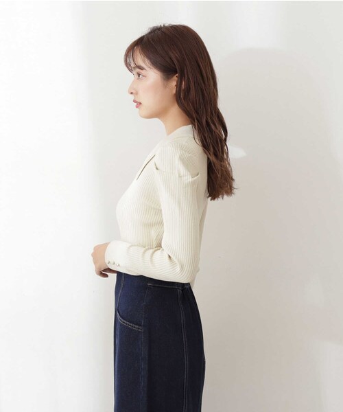 PROPORTION BODY DRESSING（プロポーションボディドレッシング）の「Ｖネック襟付きニット / 1212170107（ニット/セーター・レディース・ネイビー/オフホワイト/イエロー系その他・SMALL/MEDIUM）」の10枚目の写真