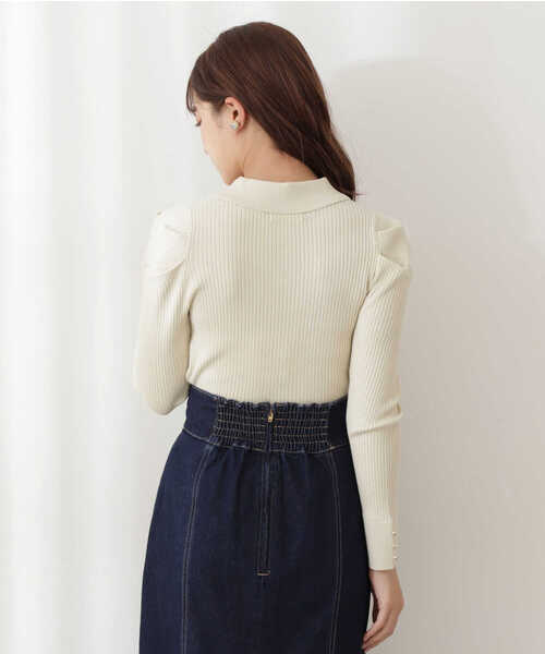 PROPORTION BODY DRESSING（プロポーションボディドレッシング）の「Ｖネック襟付きニット / 1212170107（ニット/セーター・レディース・ネイビー/オフホワイト/イエロー系その他・SMALL/MEDIUM）」の9枚目の写真