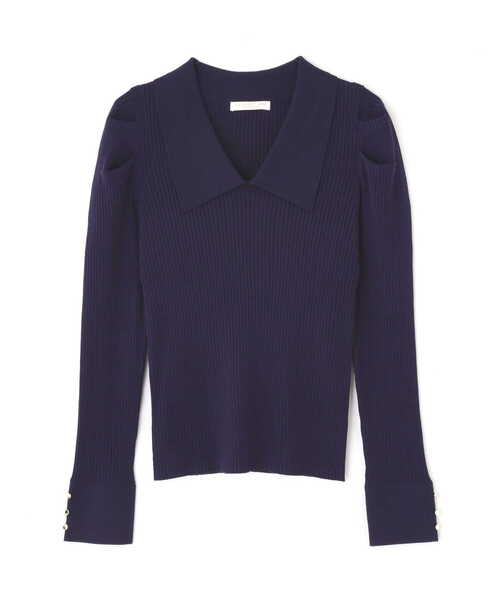 PROPORTION BODY DRESSING（プロポーションボディドレッシング）の「Ｖネック襟付きニット / 1212170107（ニット/セーター・レディース・ネイビー/オフホワイト/イエロー系その他・SMALL/MEDIUM）」の6枚目の写真