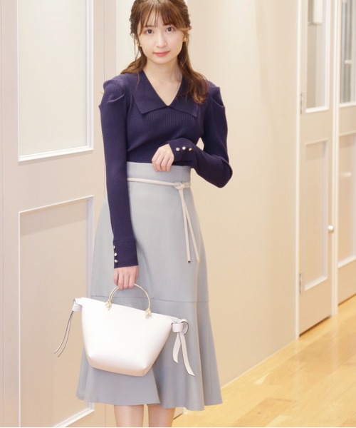 PROPORTION BODY DRESSING（プロポーションボディドレッシング）の「Ｖネック襟付きニット / 1212170107（ニット/セーター・レディース・ネイビー/オフホワイト/イエロー系その他・SMALL/MEDIUM）」の2枚目の写真