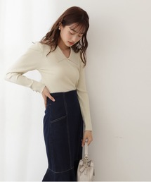 PROPORTION BODY DRESSING | Ｖネック襟付きニット / 1212170107(ニット/セーター)