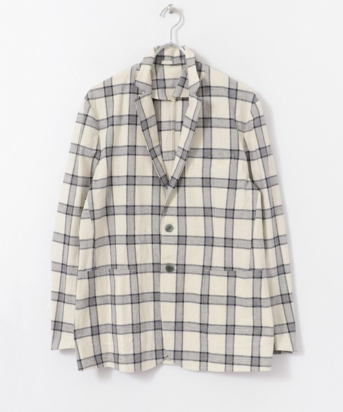 URBAN RESEARCH(アーバンリサーチ)の「URBAN RESEARCH Tailor キャンバスチェックジャケット(スーツジャケット・メンズ・ホワイト・SMALL/MEDIUM/LARGE)」の1枚目の写真