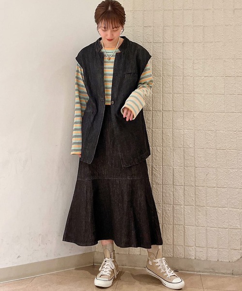 w closet(ダブルクローゼット)の「デニムマーメイドスカート(デニムスカート・レディース・ネイビー/ブラック/ブルー系その他・FREE)」の11枚目の写真