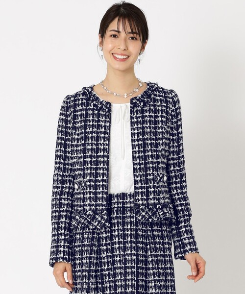 美品　TO BE CHIC ミックスヤーンファンシージャケット 楽天市場】【L】ミックスヤーンファンシー ロングジャケット